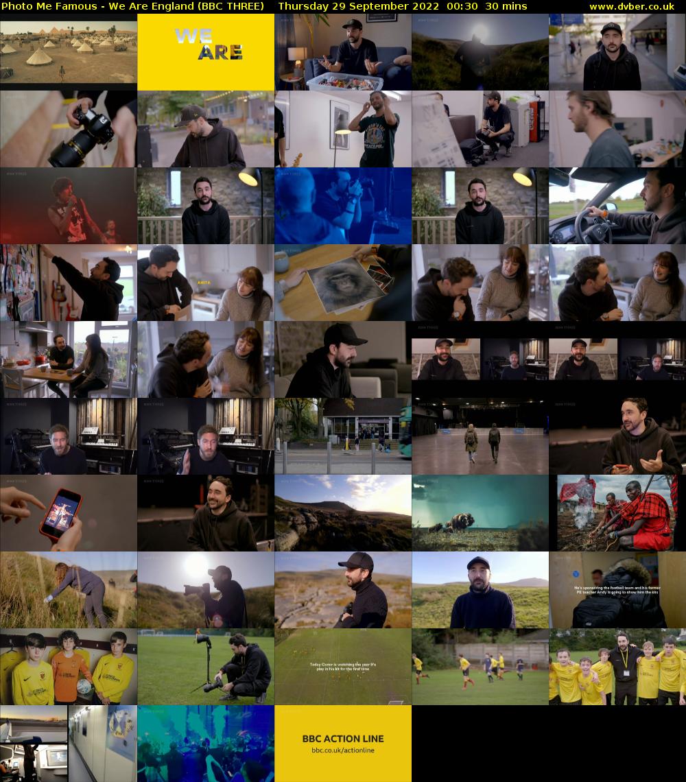 Photo Me Famous - We Are England (BBC THREE) Thursday 29 September 2022 00:30 - 01:00