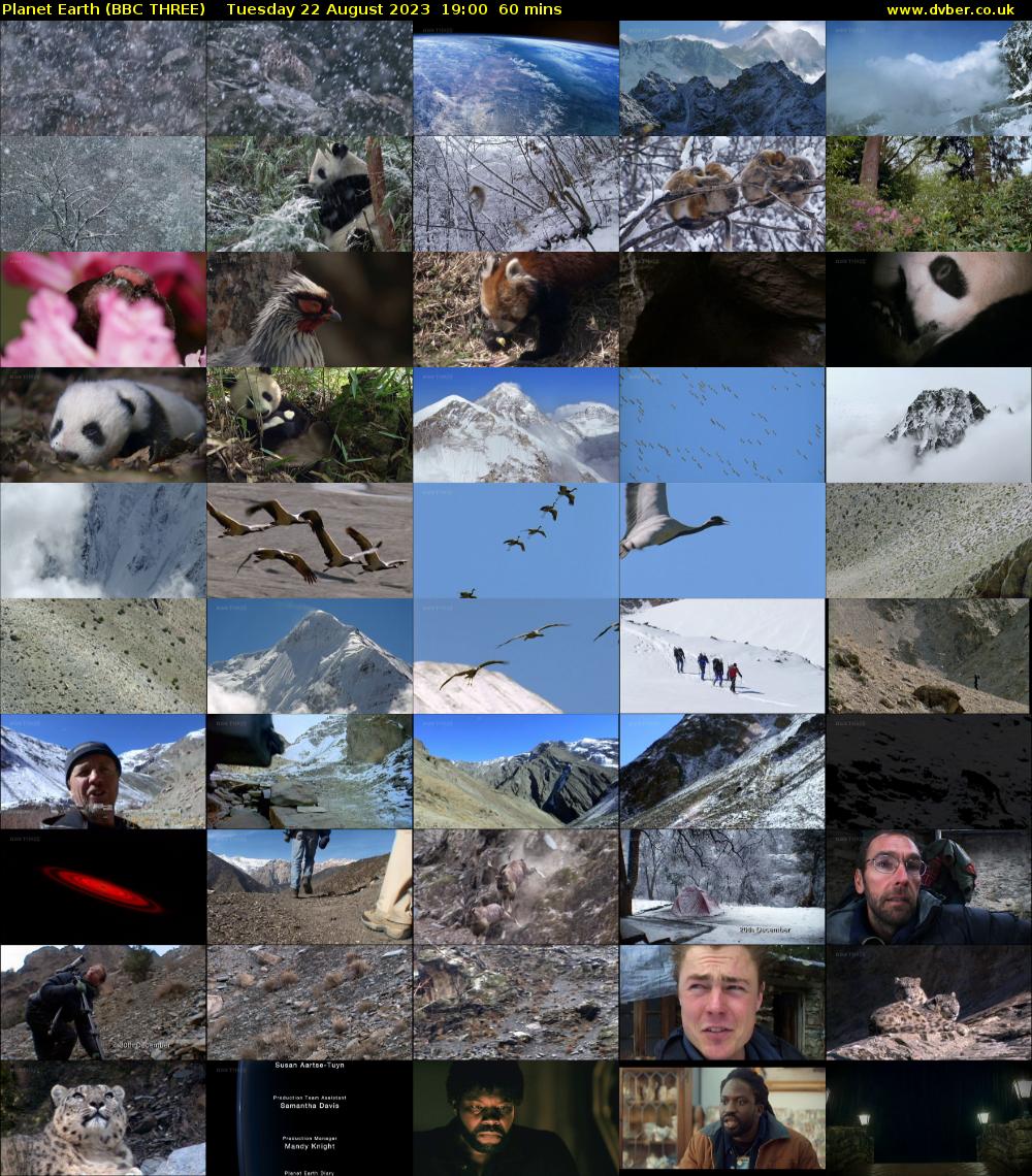 Planet Earth (BBC THREE) Tuesday 22 August 2023 19:00 - 20:00