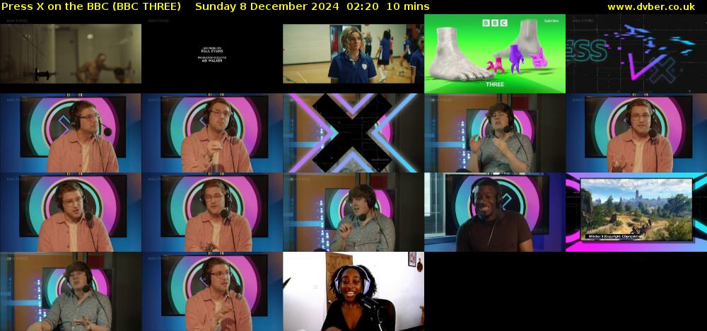 Press X on the BBC (BBC THREE) Sunday 8 December 2024 02:20 - 02:30