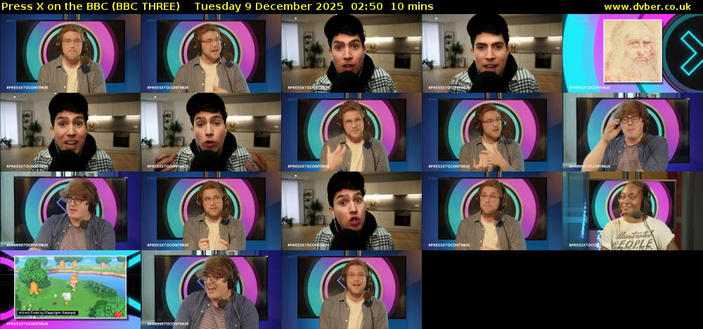 Press X on the BBC (BBC THREE) Tuesday 9 December 2025 02:50 - 03:00