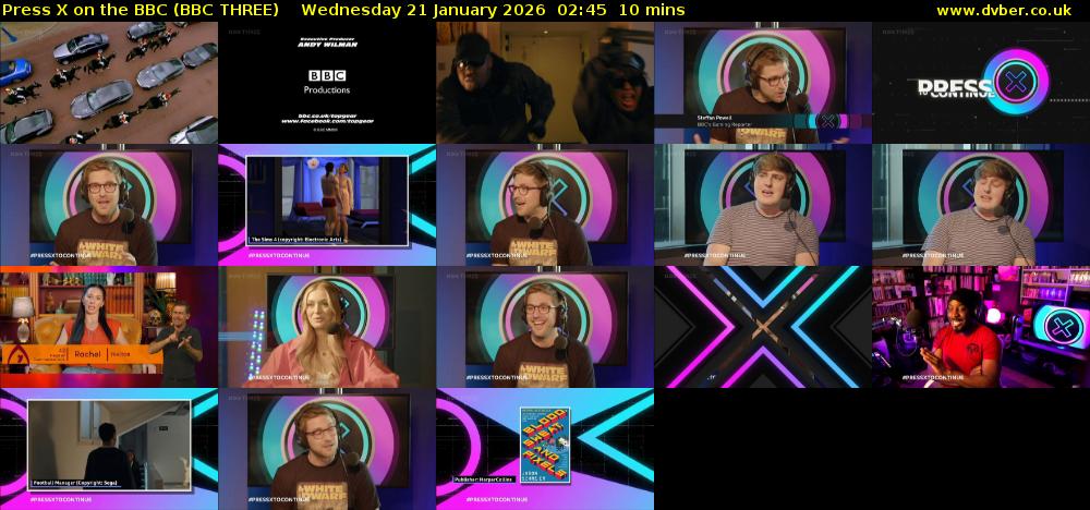 Press X on the BBC (BBC THREE) Wednesday 21 January 2026 02:45 - 02:55