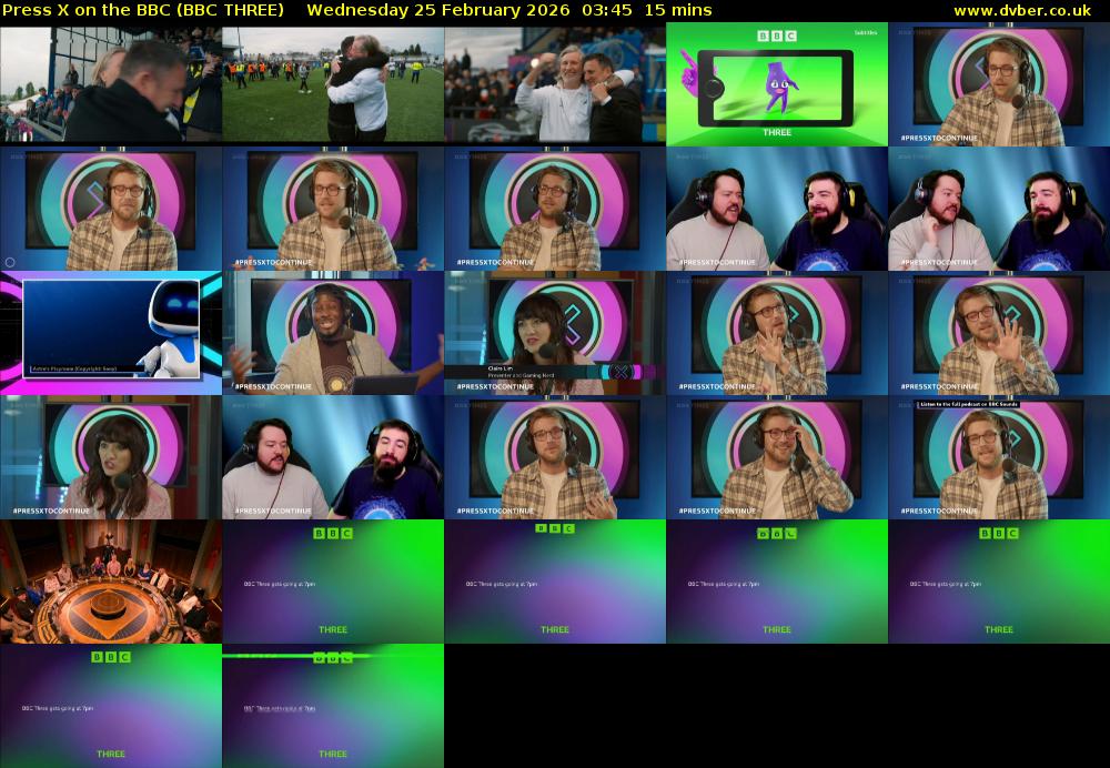 Press X on the BBC (BBC THREE) Wednesday 25 February 2026 03:45 - 04:00