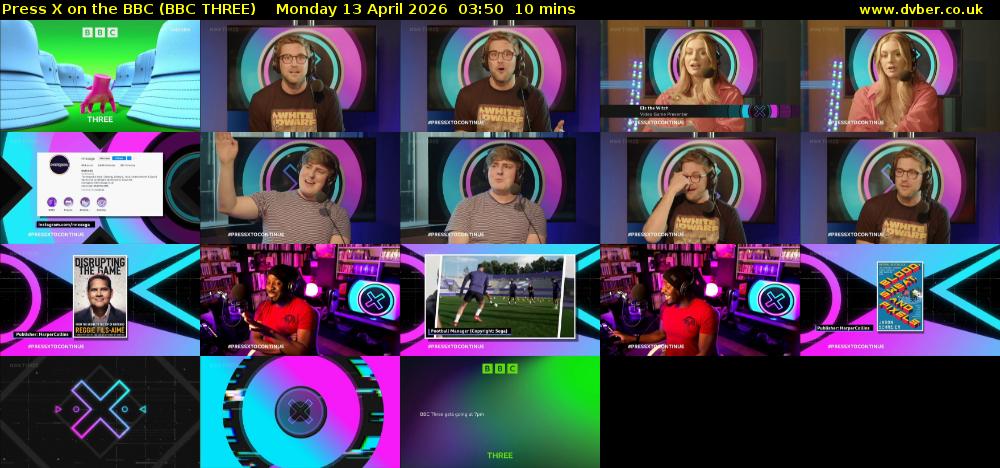 Press X on the BBC (BBC THREE) Monday 13 April 2026 03:50 - 04:00