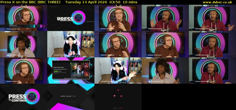 Press X on the BBC (BBC THREE) Tuesday 14 April 2026 03:50 - 04:00
