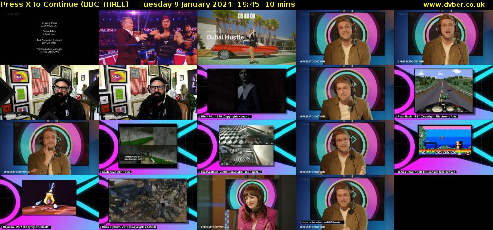 Press X to Continue (BBC THREE) Tuesday 9 January 2024 19:45 - 19:55