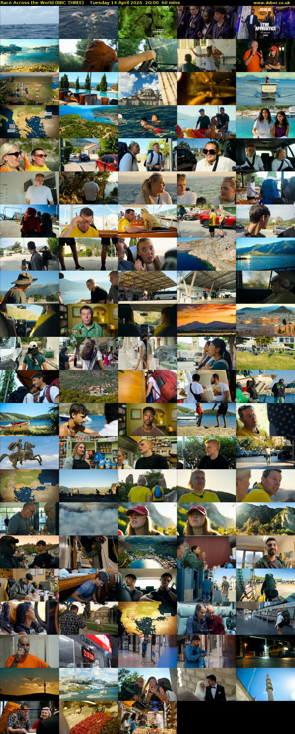 Race Across the World (BBC THREE) Tuesday 14 April 2026 20:00 - 21:00