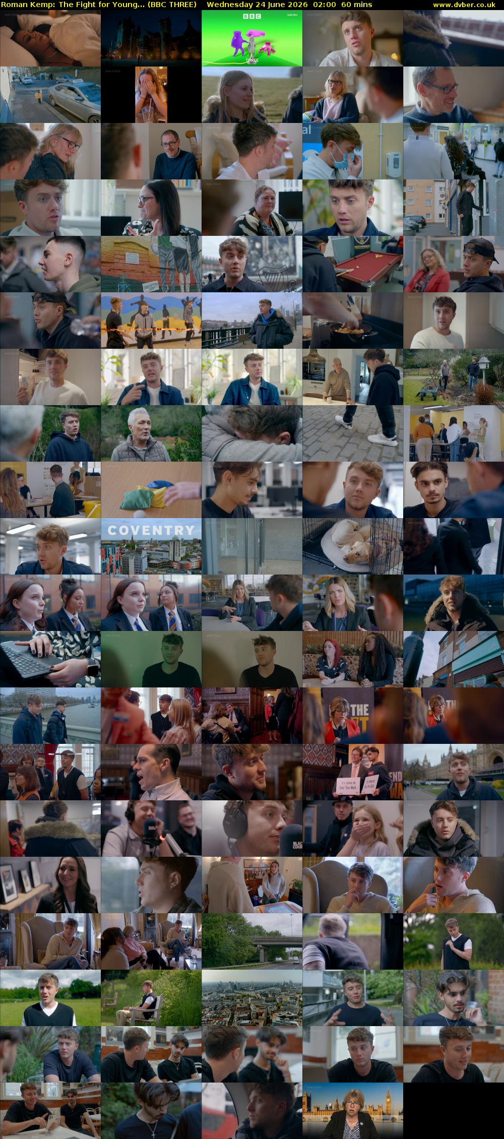 Roman Kemp: The Fight for Young... (BBC THREE) Wednesday 24 June 2026 02:00 - 03:00