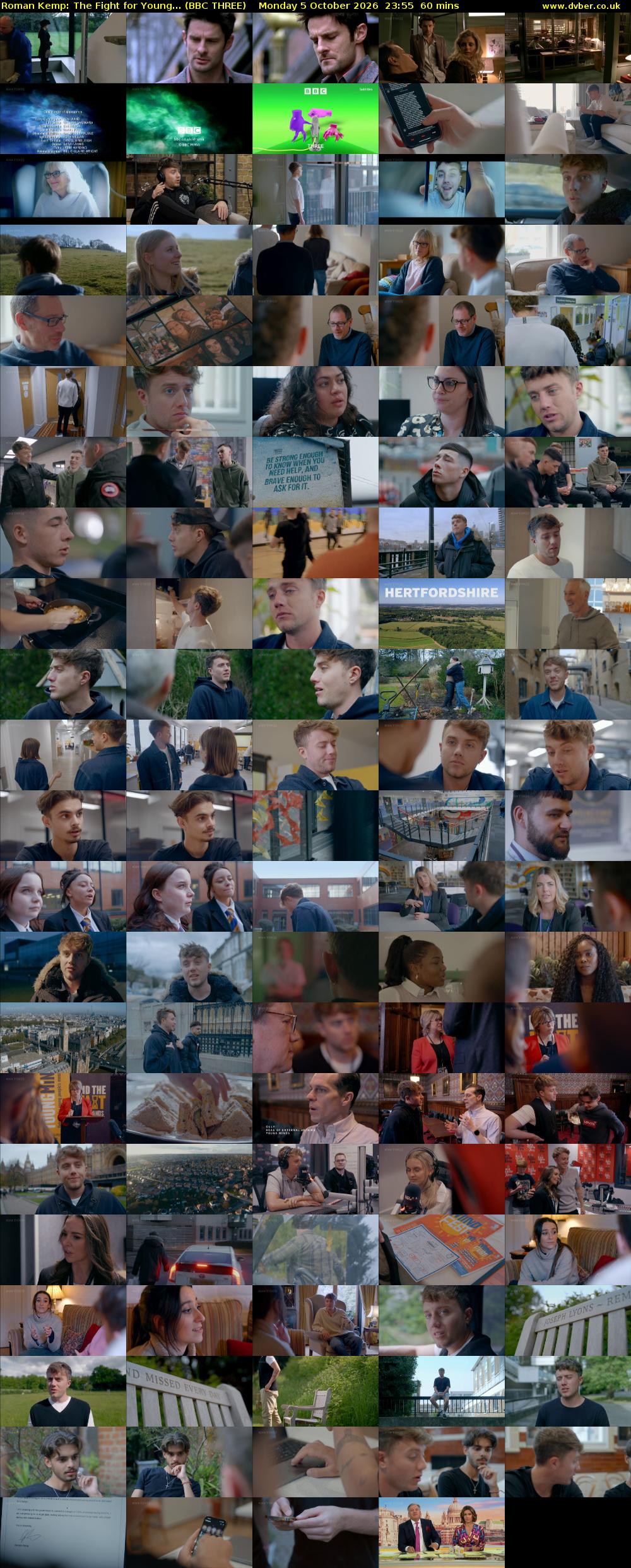 Roman Kemp: The Fight for Young... (BBC THREE) Monday 5 October 2026 23:55 - 00:55