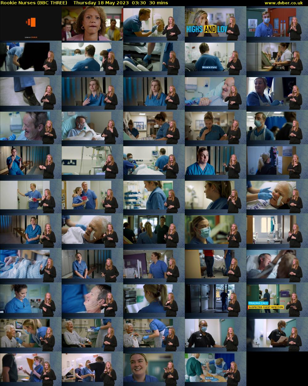 Rookie Nurses (BBC THREE) Thursday 18 May 2023 03:30 - 04:00