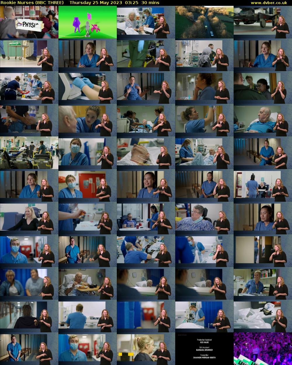 Rookie Nurses (BBC THREE) Thursday 25 May 2023 03:25 - 03:55