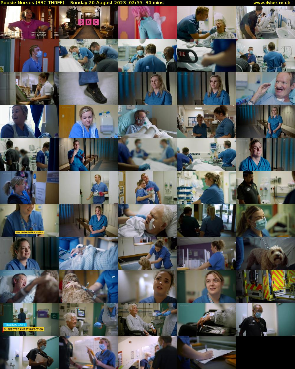 Rookie Nurses (BBC THREE) Sunday 20 August 2023 02:55 - 03:25