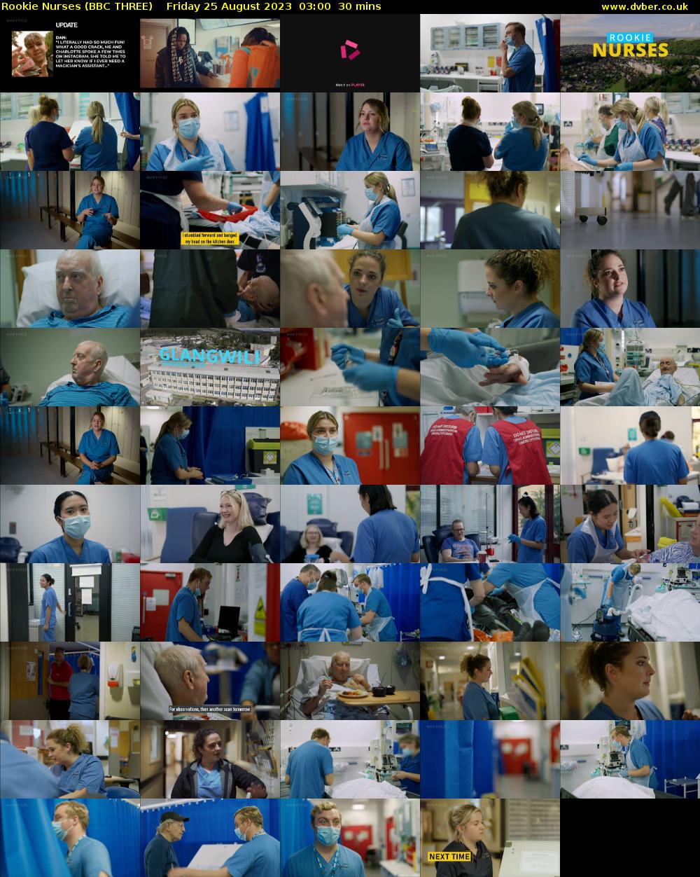 Rookie Nurses (BBC THREE) Friday 25 August 2023 03:00 - 03:30