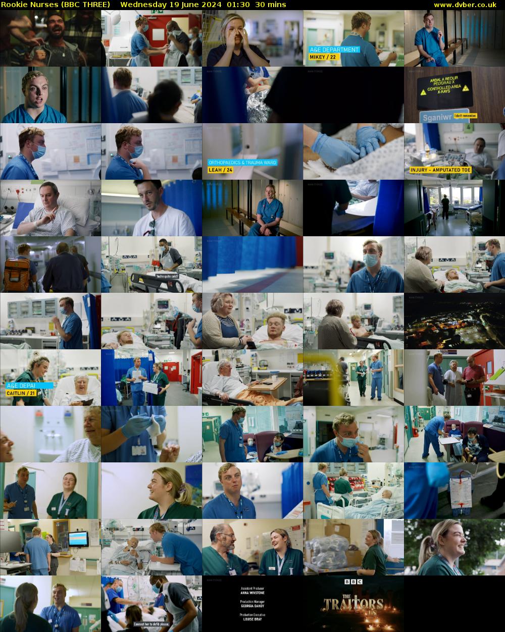 Rookie Nurses (BBC THREE) Wednesday 19 June 2024 01:30 - 02:00