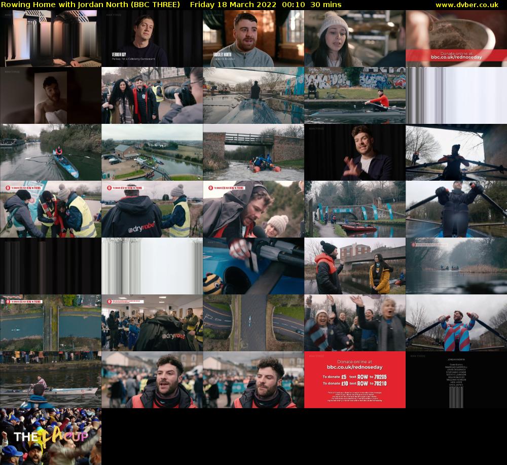Rowing Home with Jordan North (BBC THREE) Friday 18 March 2022 00:10 - 00:40