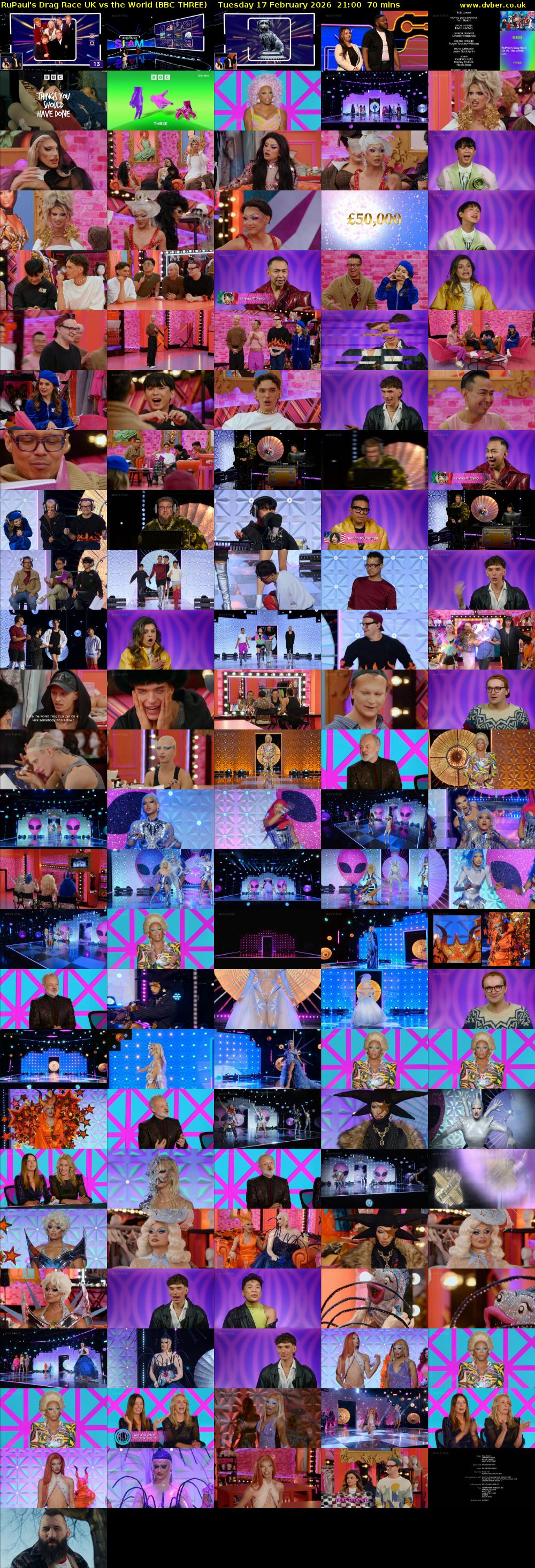 RuPaul's Drag Race UK vs The World (BBC THREE) Tuesday 17 February 2026 21:00 - 22:10