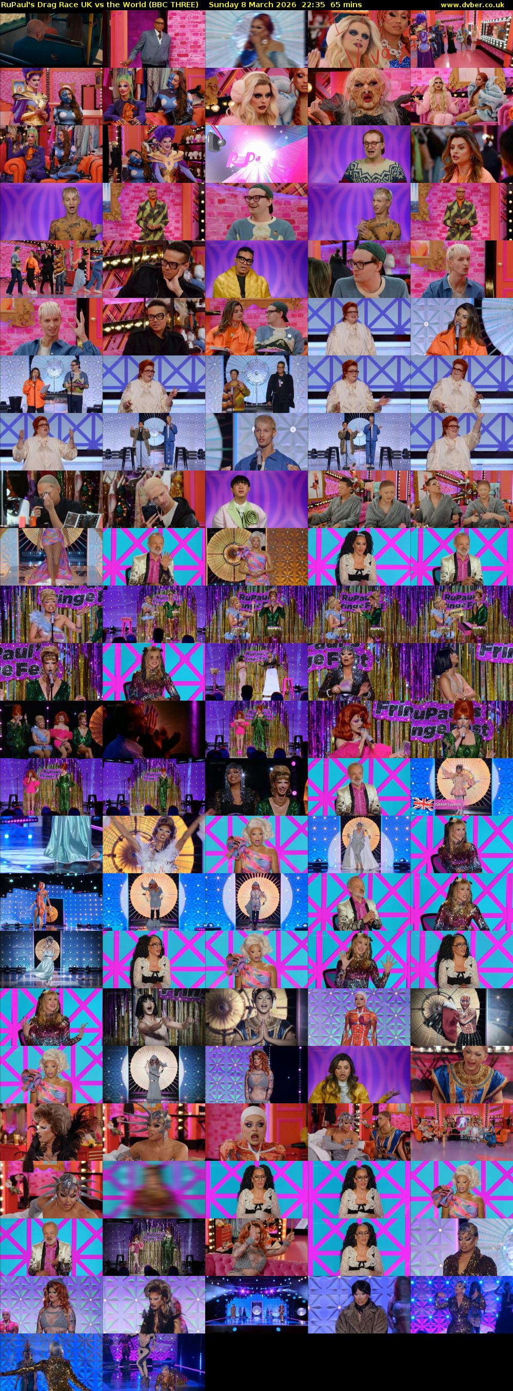 RuPaul's Drag Race UK vs The World (BBC THREE) Sunday 8 March 2026 22:35 - 23:40