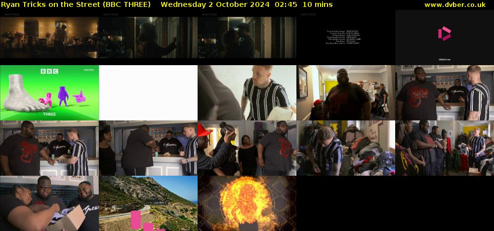 Ryan Tricks on the Street (BBC THREE) Wednesday 2 October 2024 02:45 - 02:55