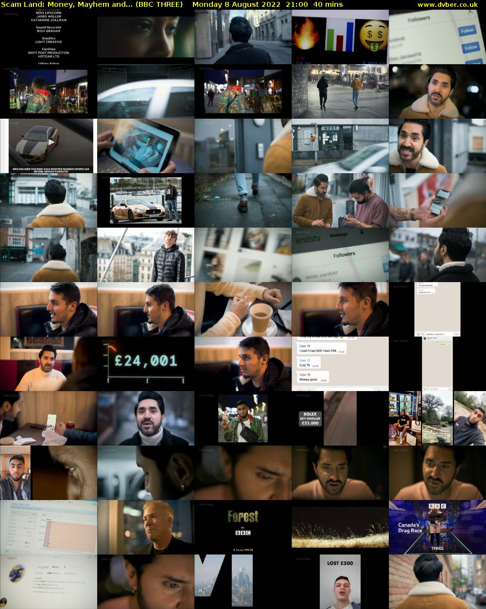 Scam Land: Money, Mayhem and... (BBC THREE) Monday 8 August 2022 21:00 - 21:40