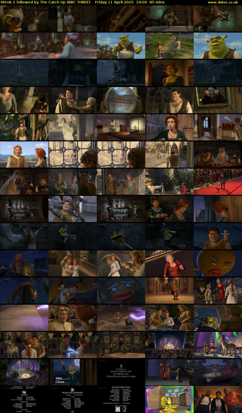Shrek 2 followed by The Catch Up (BBC THREE) Friday 11 April 2025 19:00 - 20:25