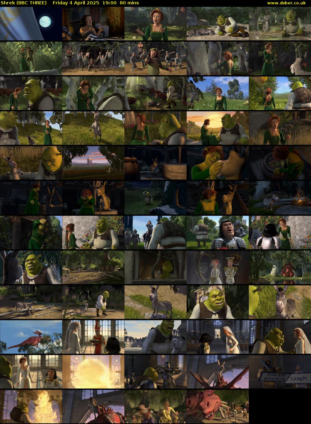 Shrek (BBC THREE) Friday 4 April 2025 19:00 - 20:20