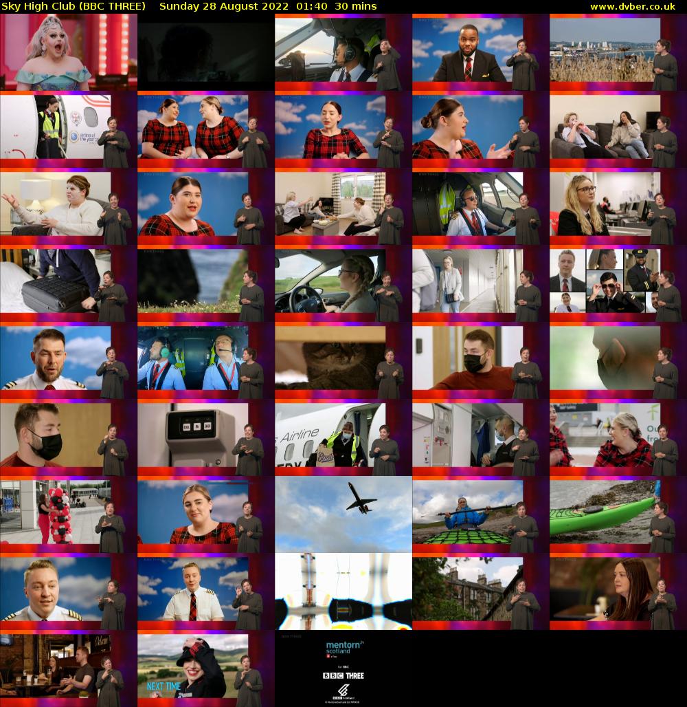 Sky High Club (BBC THREE) Sunday 28 August 2022 01:40 - 02:10