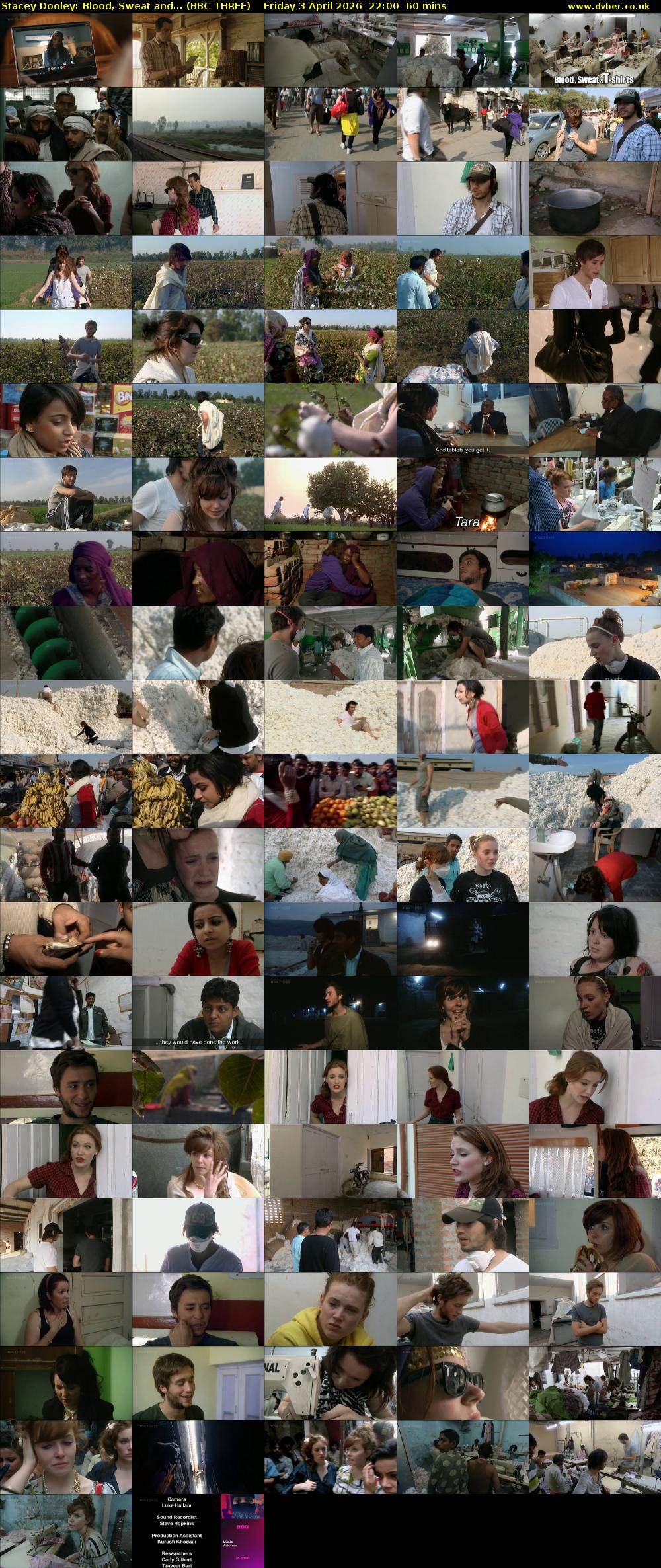 Stacey Dooley: Blood, Sweat and... (BBC THREE) Friday 3 April 2026 22:00 - 23:00