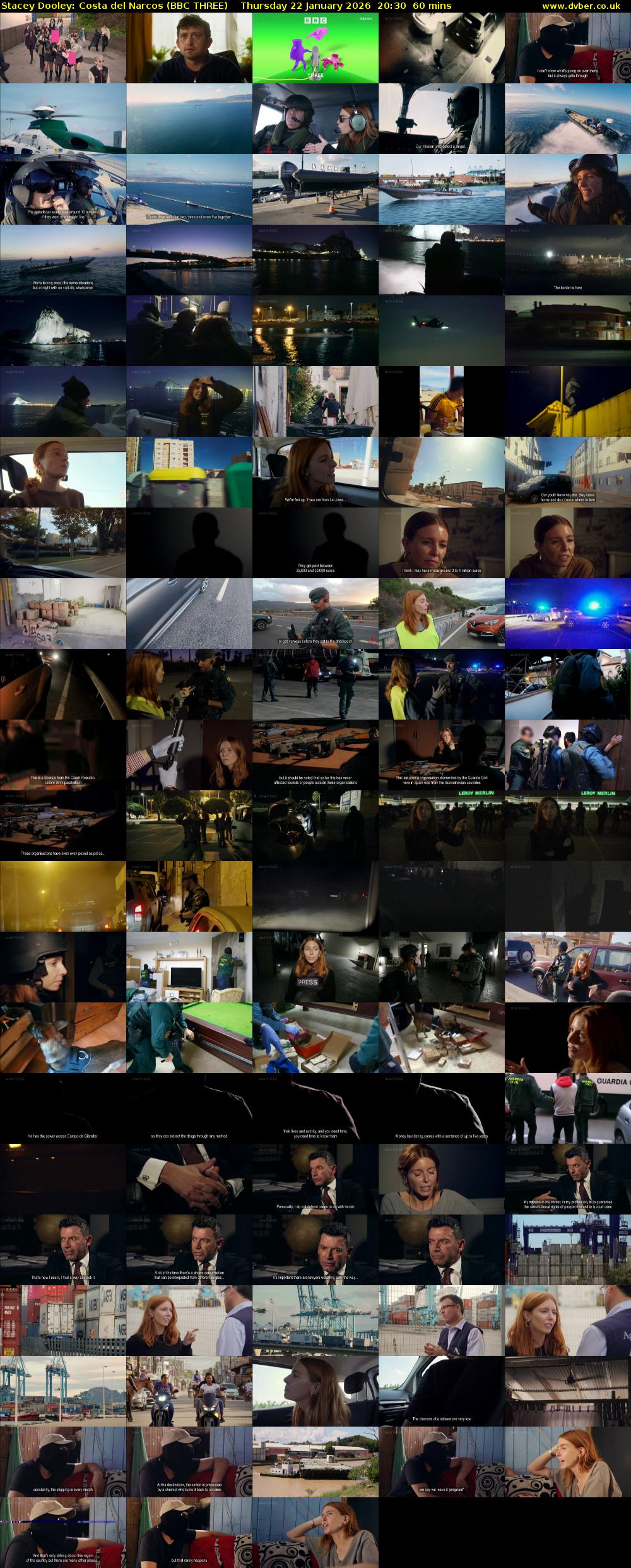 Stacey Dooley: Costa del Narcos (BBC THREE) Thursday 22 January 2026 20:30 - 21:30