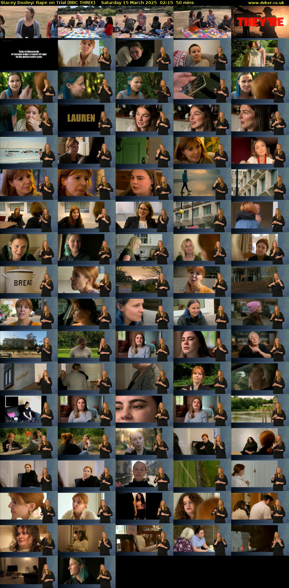 Stacey Dooley: Rape on Trial (BBC THREE) Saturday 15 March 2025 02:15 - 03:05