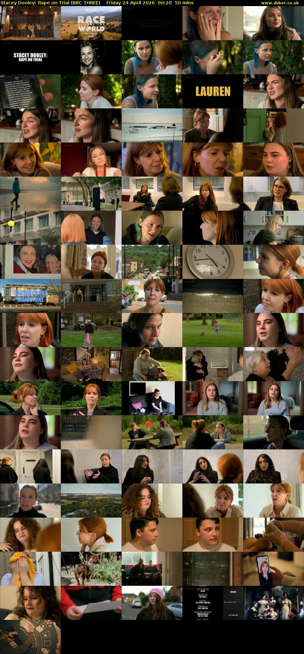 Stacey Dooley: Rape on Trial (BBC THREE) Friday 24 April 2026 00:20 - 01:10