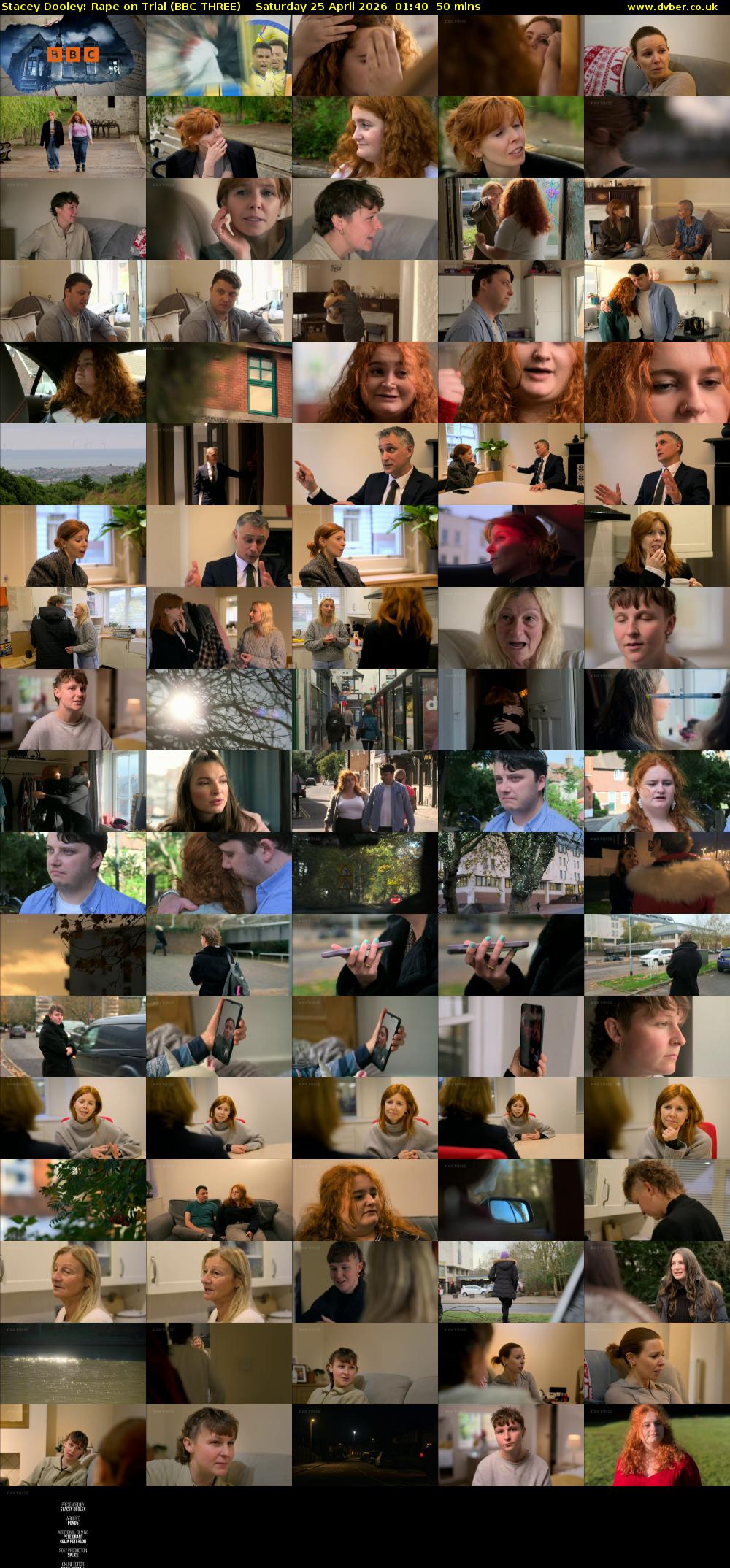 Stacey Dooley: Rape on Trial (BBC THREE) Saturday 25 April 2026 01:40 - 02:30