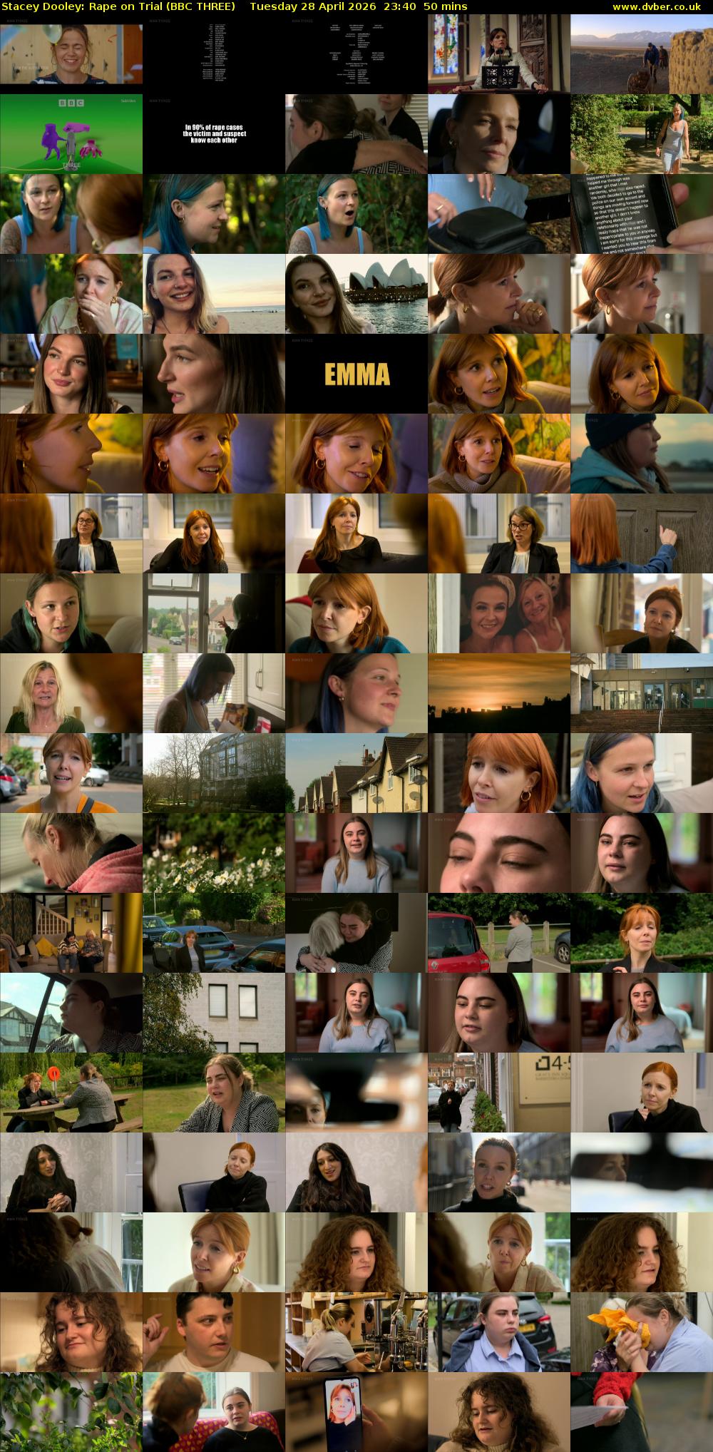 Stacey Dooley: Rape on Trial (BBC THREE) Tuesday 28 April 2026 23:40 - 00:30
