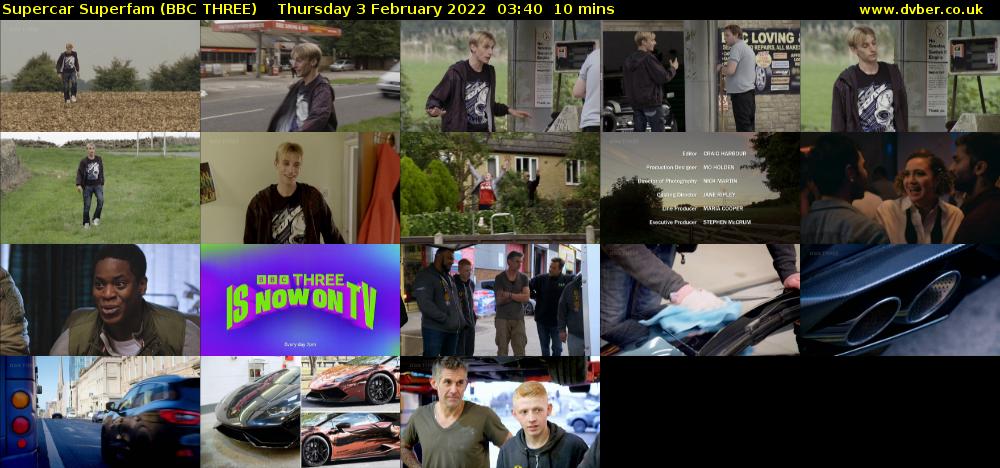 Supercar Superfam (BBC THREE) Thursday 3 February 2022 03:40 - 03:50