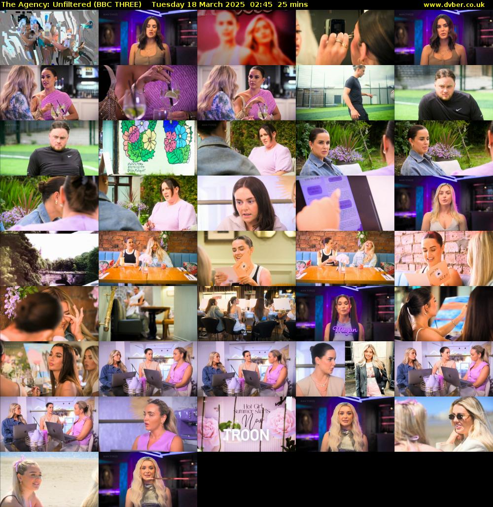 The Agency: Unfiltered (BBC THREE) Tuesday 18 March 2025 02:45 - 03:10
