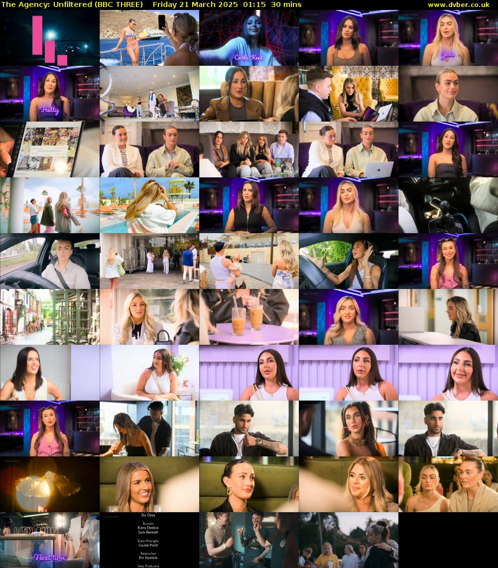 The Agency: Unfiltered (BBC THREE) Friday 21 March 2025 01:15 - 01:45