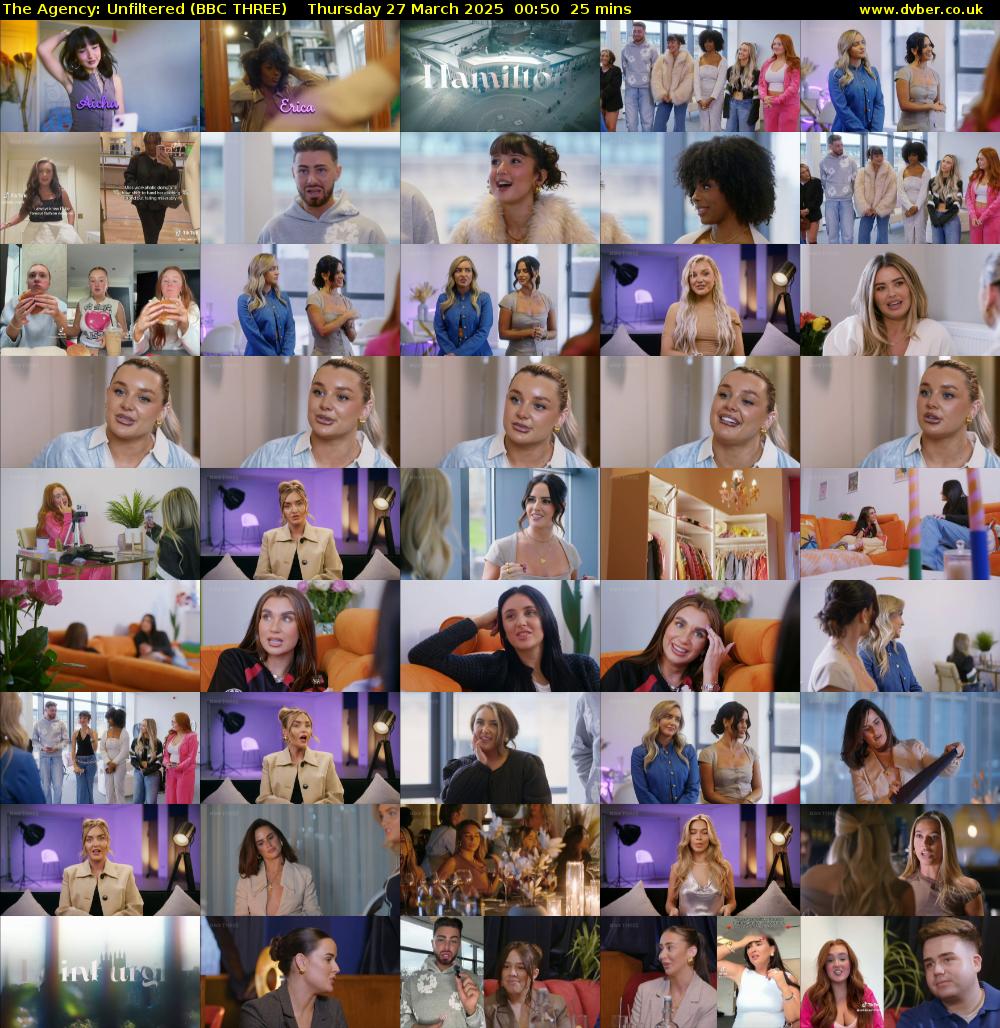 The Agency: Unfiltered (BBC THREE) Thursday 27 March 2025 00:50 - 01:15