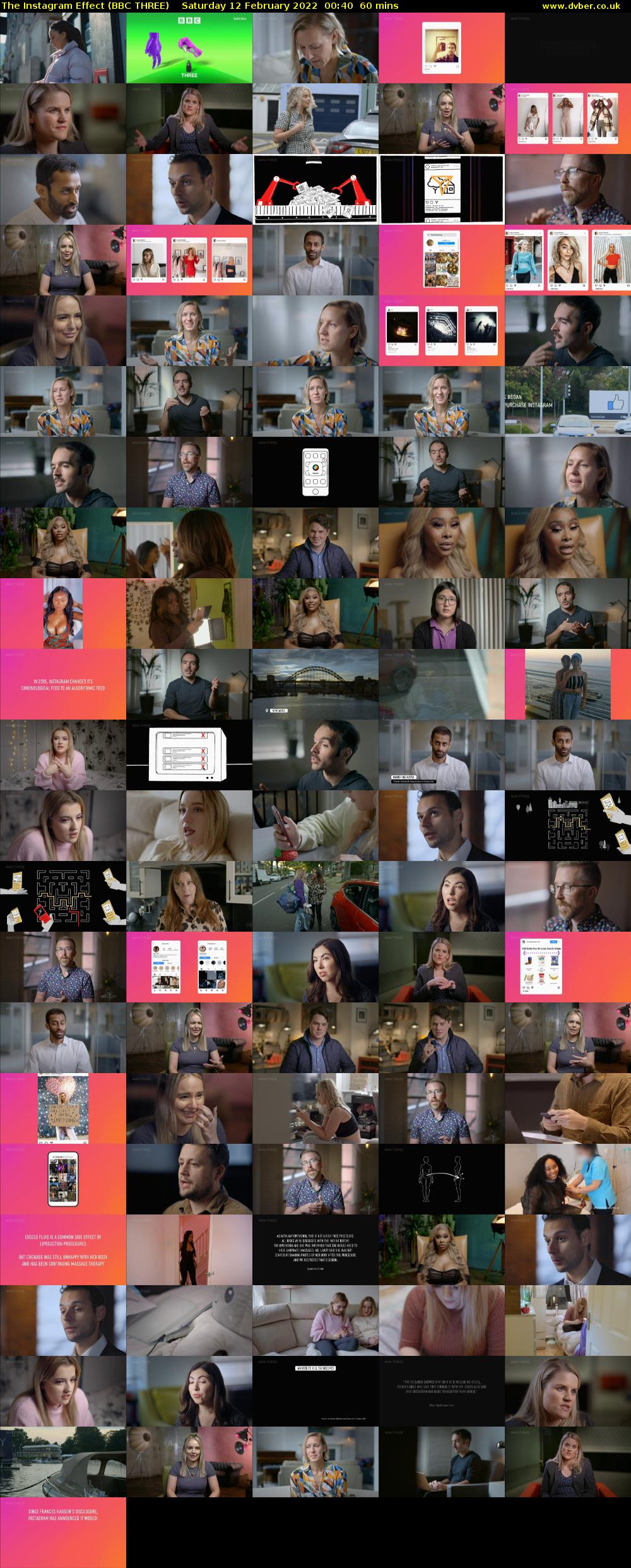 The Instagram Effect (BBC THREE) Saturday 12 February 2022 00:40 - 01:40