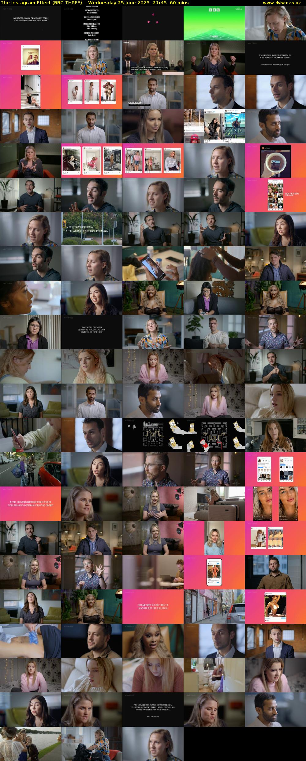 The Instagram Effect (BBC THREE) Wednesday 25 June 2025 21:45 - 22:45