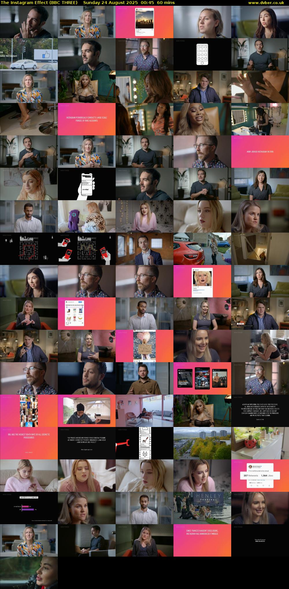 The Instagram Effect (BBC THREE) Sunday 24 August 2025 00:45 - 01:45