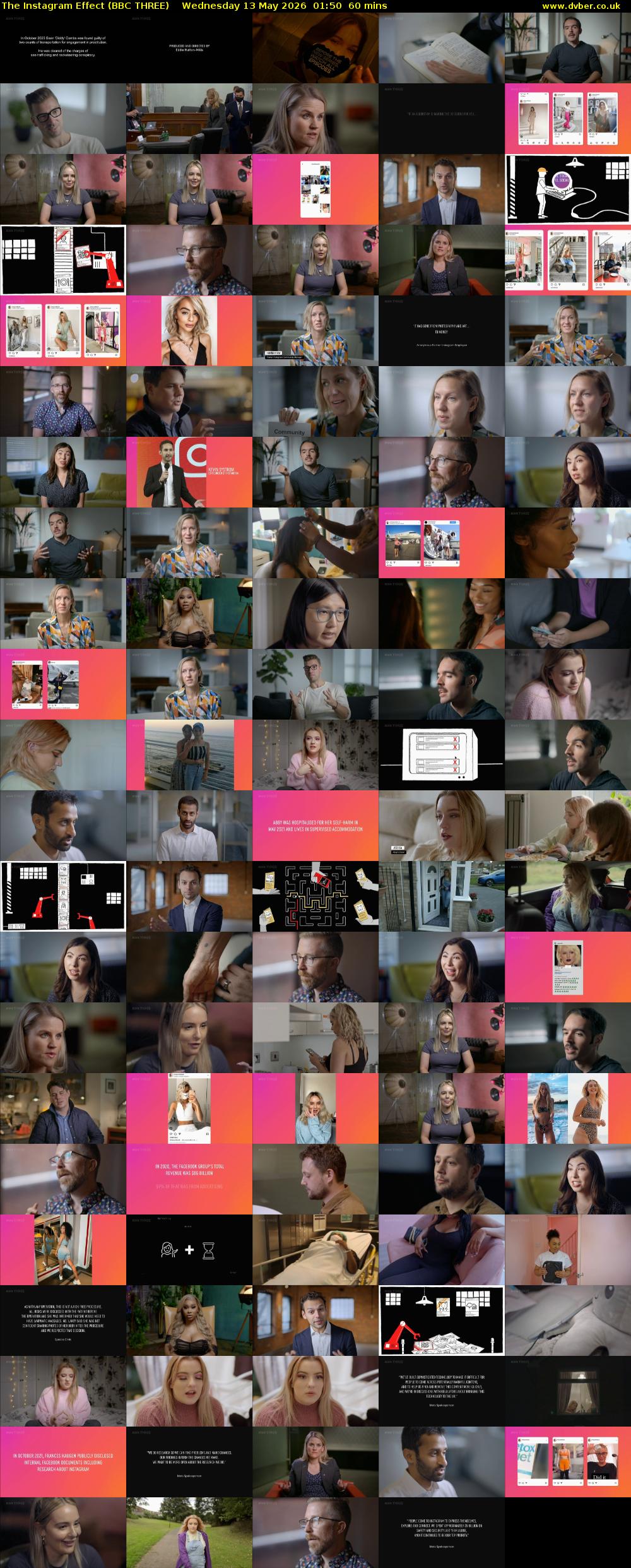 The Instagram Effect (BBC THREE) Wednesday 13 May 2026 01:50 - 02:50