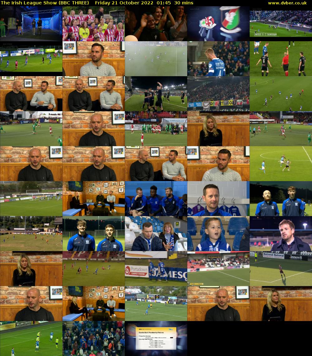 The Irish League Show (BBC THREE) Friday 21 October 2022 01:45 - 02:15