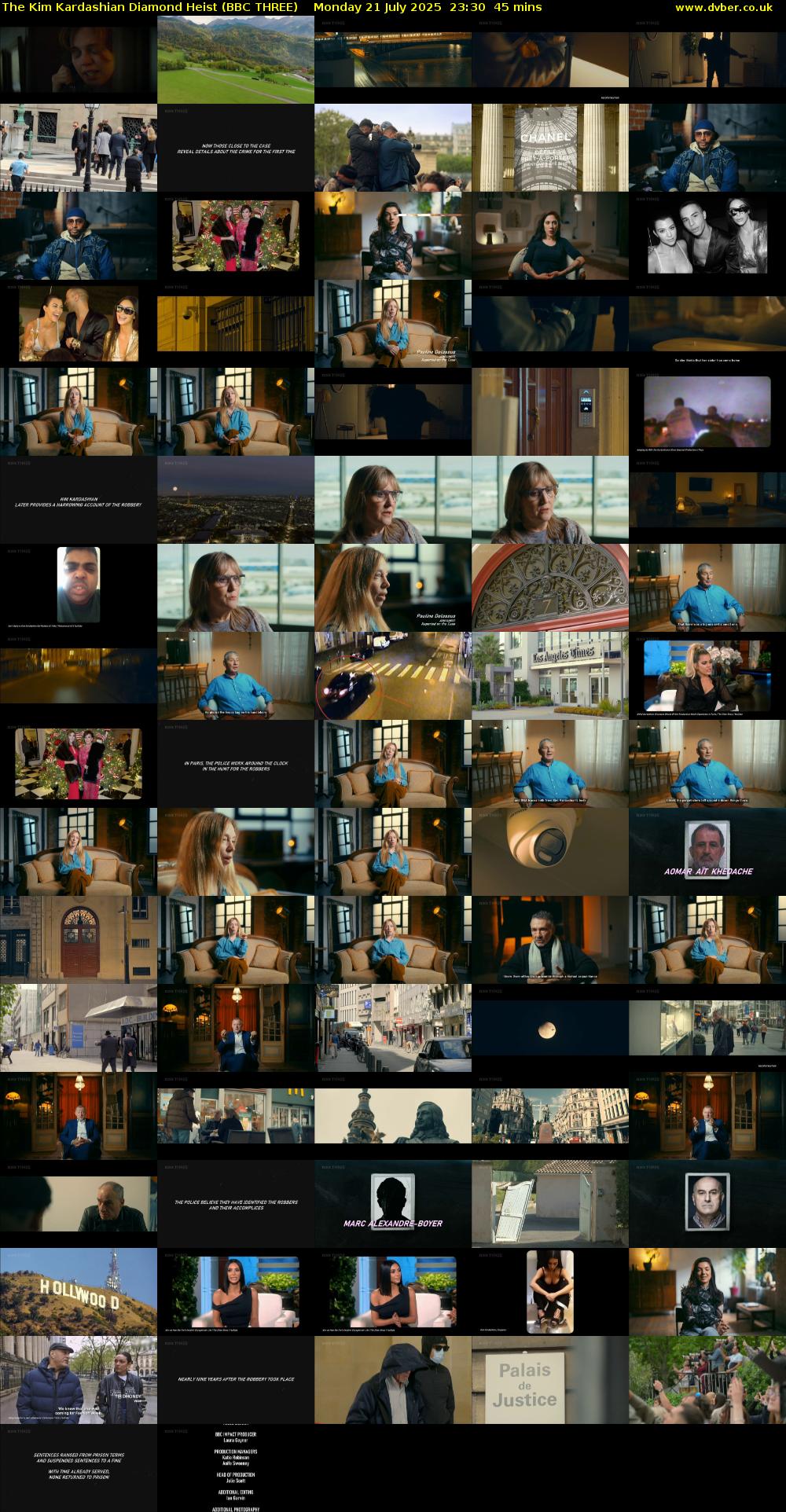 The Kim Kardashian Diamond Heist (BBC THREE) Monday 21 July 2025 23:30 - 00:15