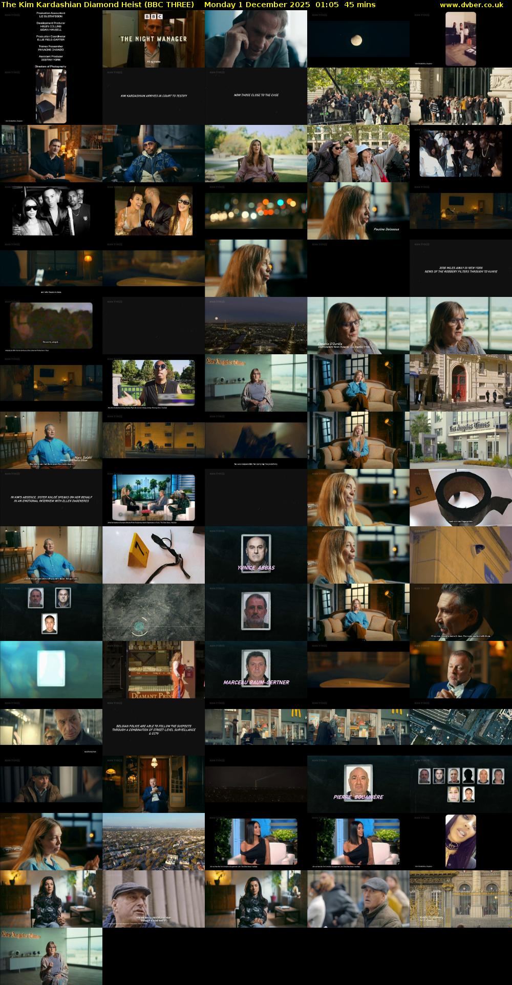 The Kim Kardashian Diamond Heist (BBC THREE) Monday 1 December 2025 01:05 - 01:50