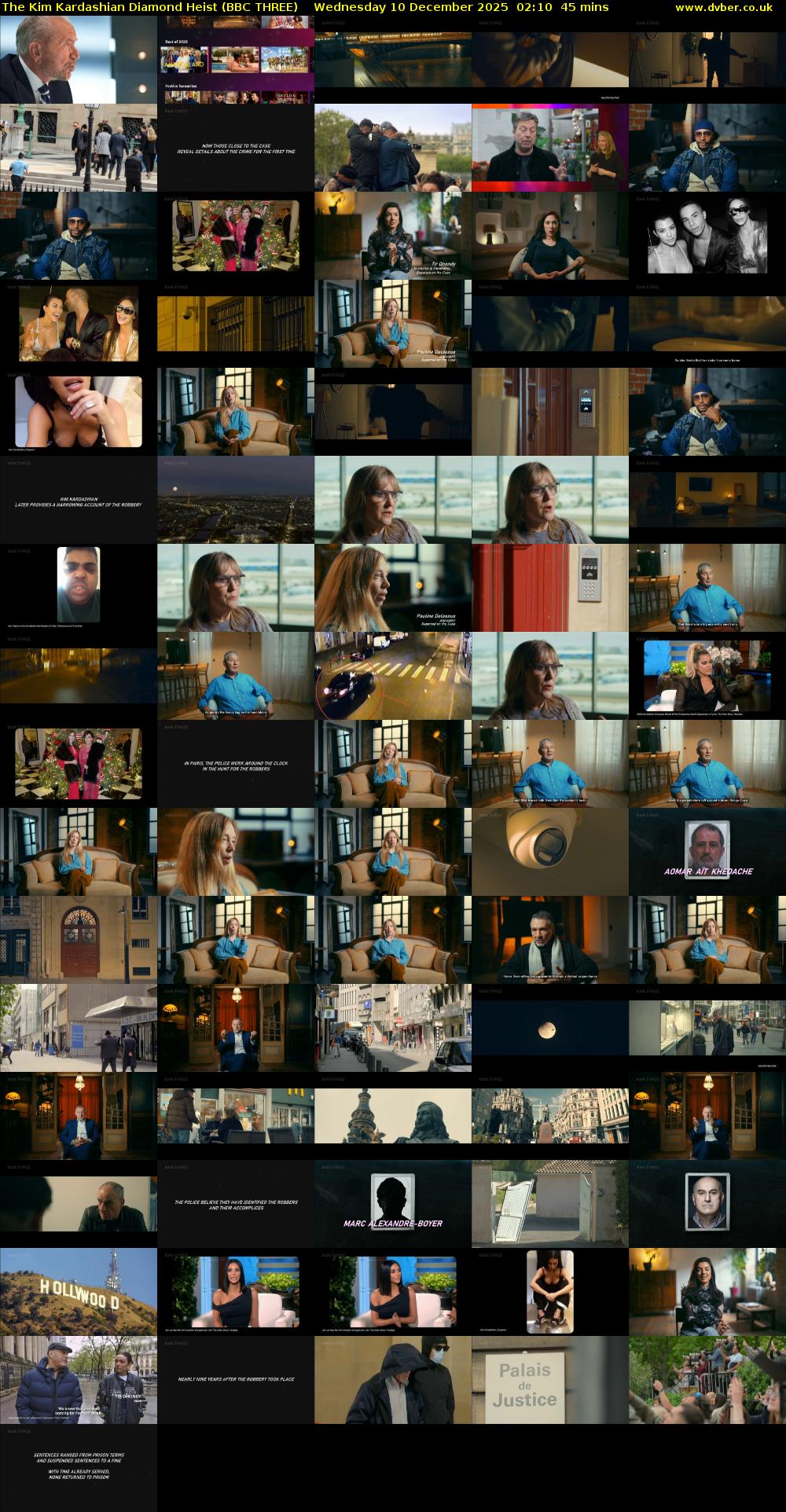 The Kim Kardashian Diamond Heist (BBC THREE) Wednesday 10 December 2025 02:10 - 02:55