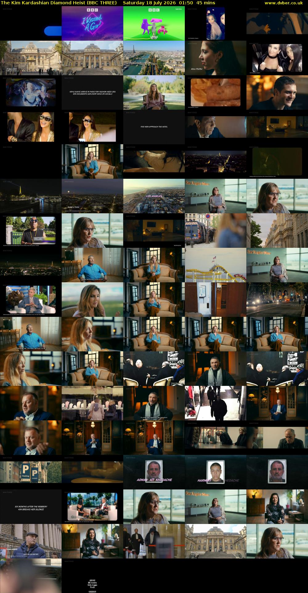 The Kim Kardashian Diamond Heist (BBC THREE) Saturday 18 July 2026 01:50 - 02:35