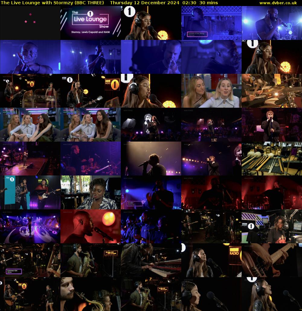 The Live Lounge with Stormzy (BBC THREE) Thursday 12 December 2024 02:30 - 03:00