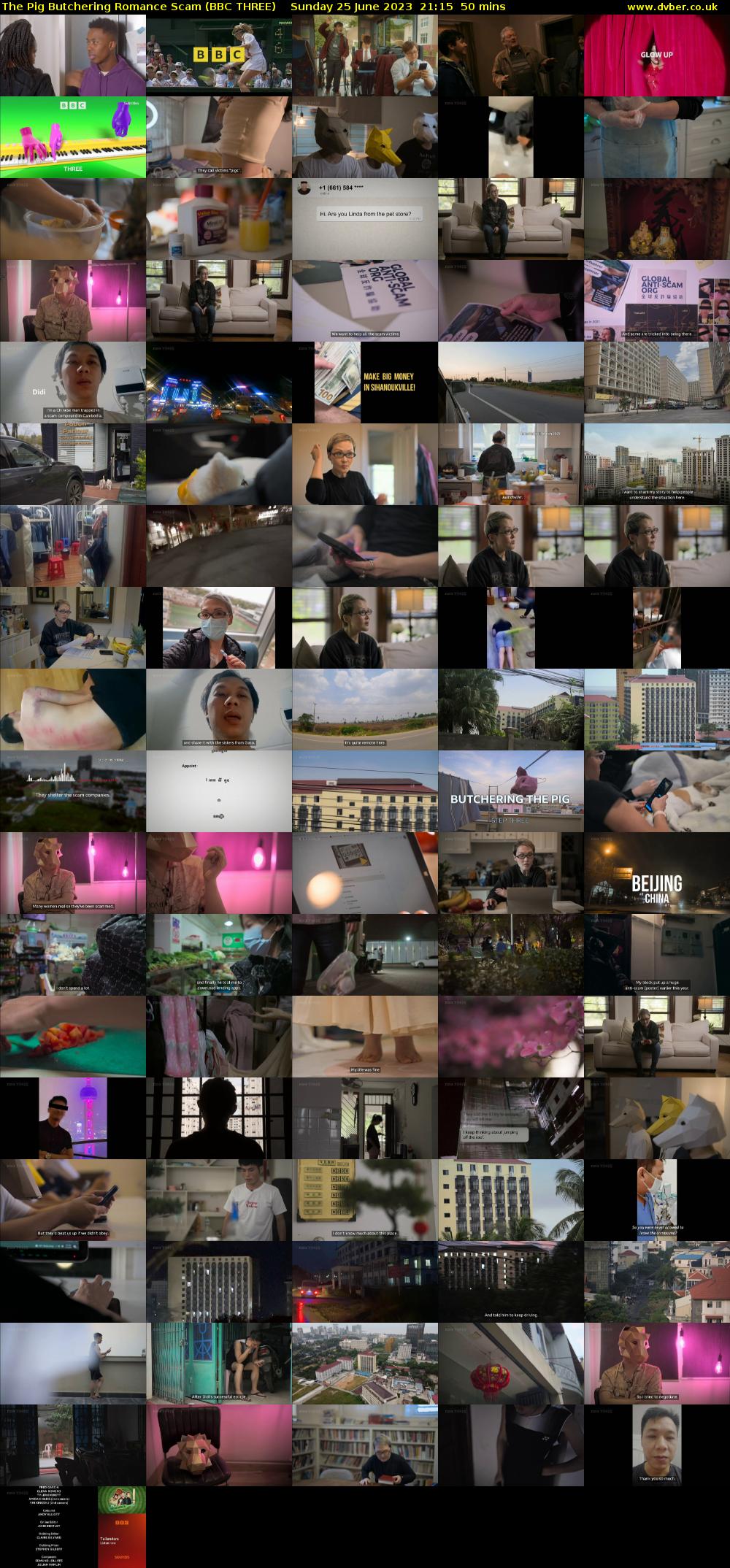 The Pig Butchering Romance Scam (BBC THREE) Sunday 25 June 2023 21:15 - 22:05