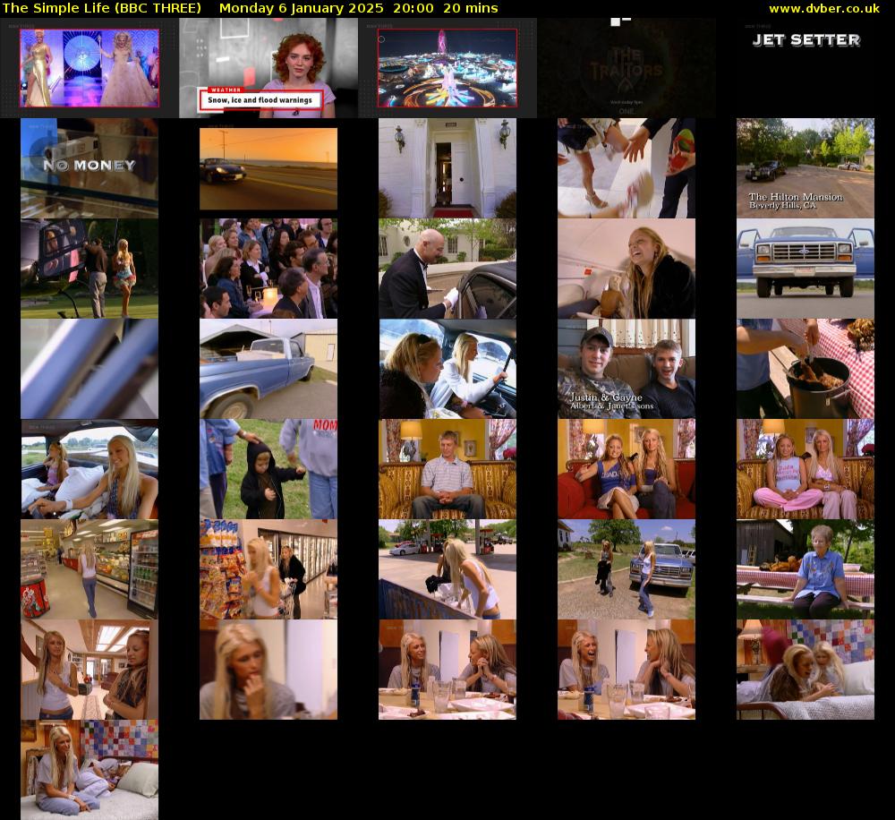 The Simple Life (BBC THREE) Monday 6 January 2025 20:00 - 20:20