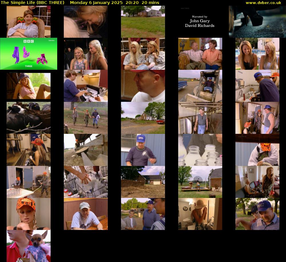 The Simple Life (BBC THREE) Monday 6 January 2025 20:20 - 20:40