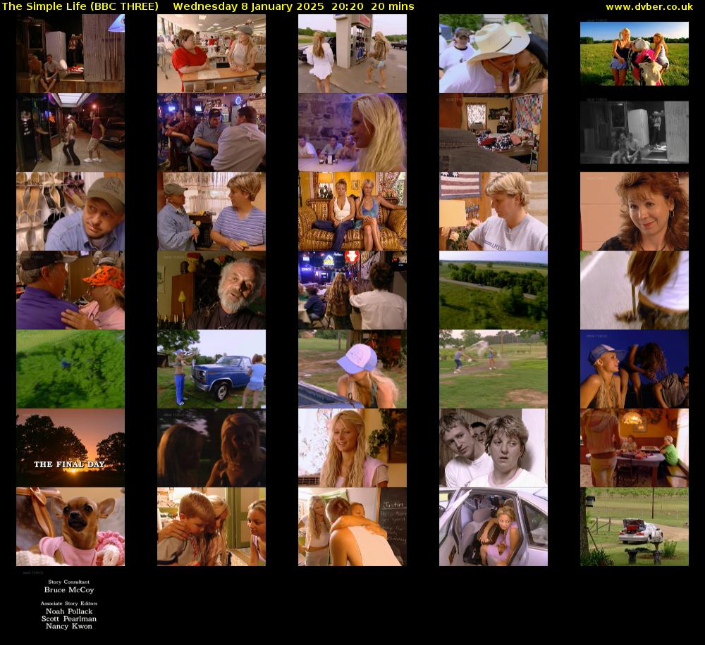 The Simple Life (BBC THREE) Wednesday 8 January 2025 20:20 - 20:40