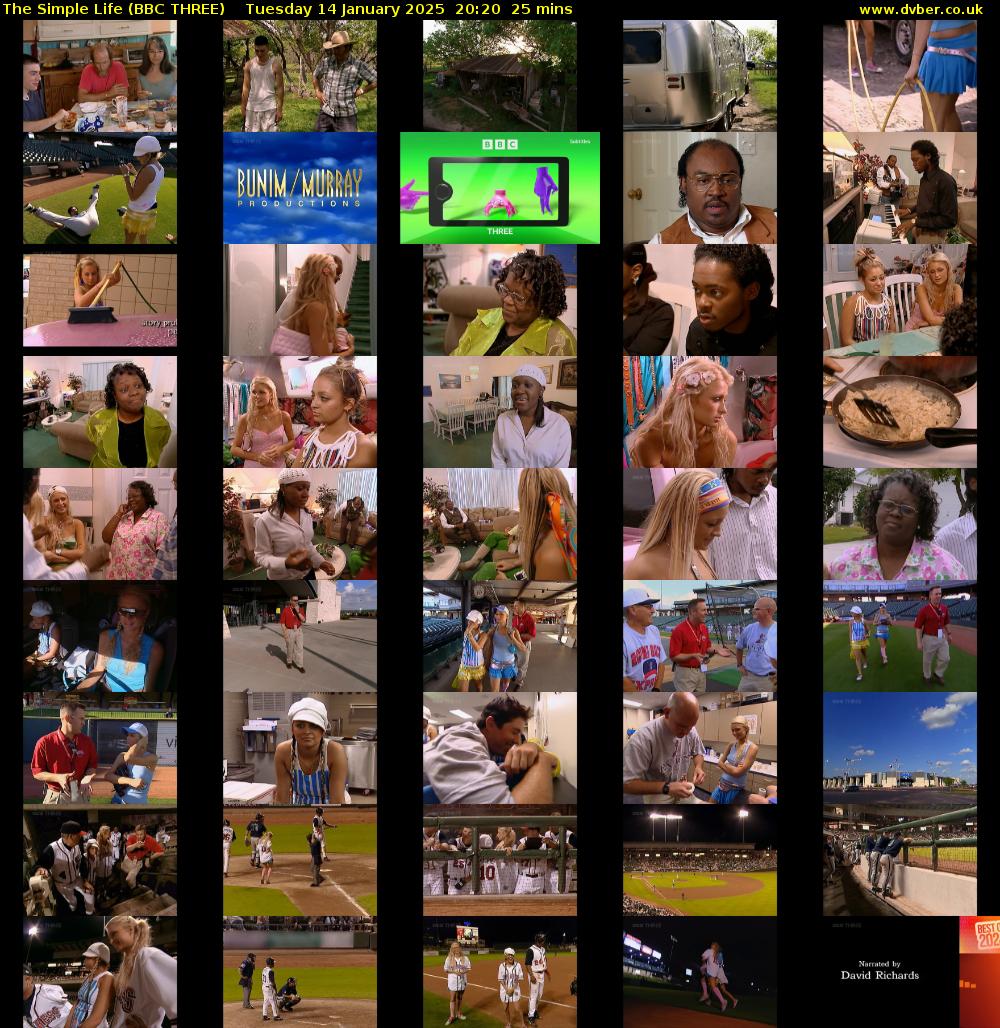 The Simple Life (BBC THREE) Tuesday 14 January 2025 20:20 - 20:45